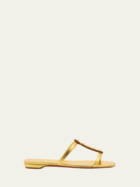 Diwalina Spike Metallic Nappa Leather Flat Sandals