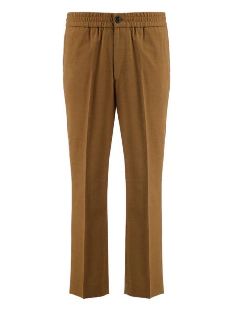 elasticated-waist wool trousers