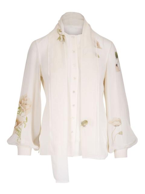 floral-embroidered blouse