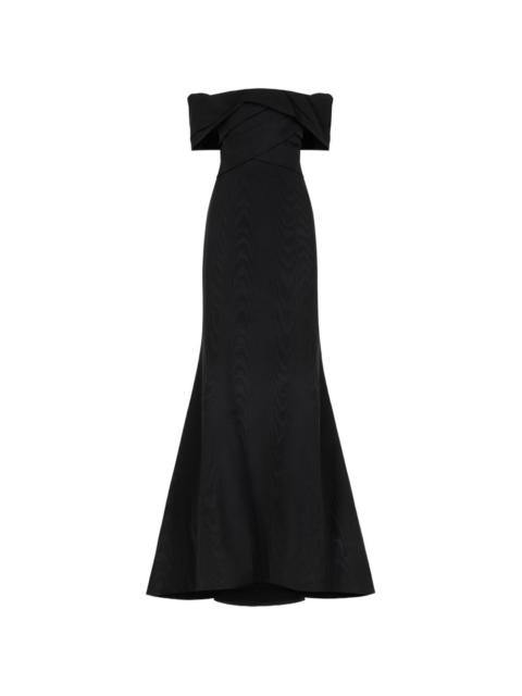 drape-detailed trumpet gown