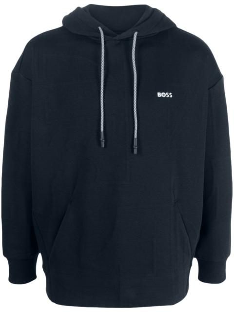 logo-embroidered drawstring hoodie