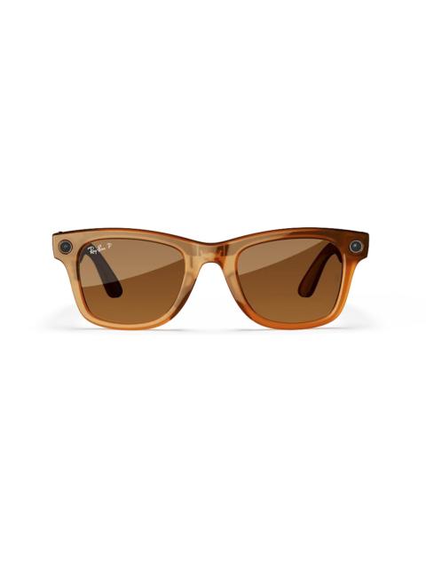 Ray-Ban Meta Wayfarer (Gen 1), Shiny Caramel Transparent / Brown Polarized, Standard