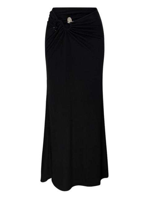 knot-detail ribbed-knit maxi skirt