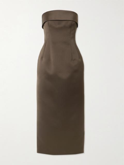 Keeley Mudu Strapless Duchesse-satin Midi Dress