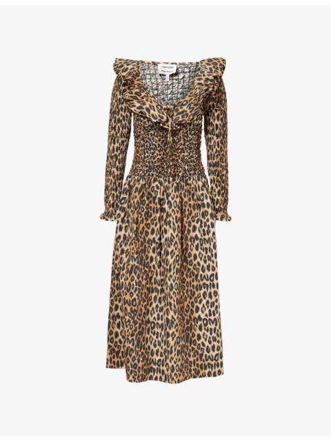 Harper Shirred Cotton Midi Dress