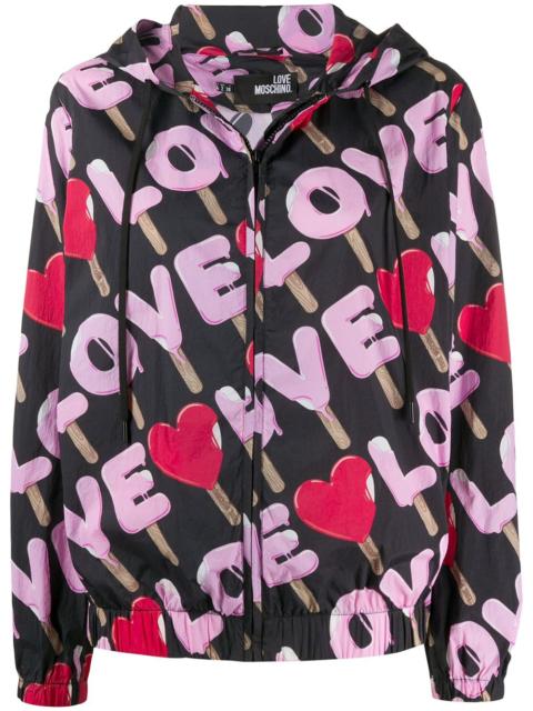 love print rain jacket