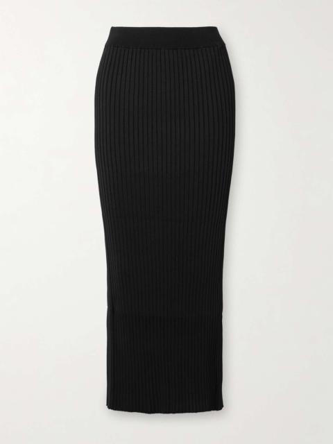 Ribbed-knit maxi skirt