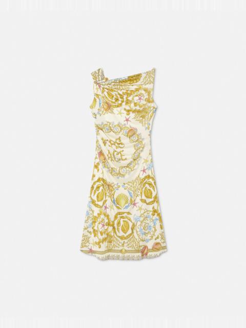 Underwater Barocco Draped Flared Mini Dress