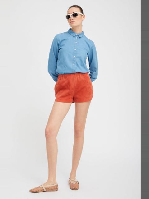 TERRACOTTA SUEDE SLIP SHORTS