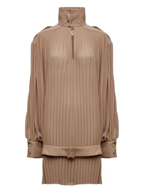 pleated high-neck dress