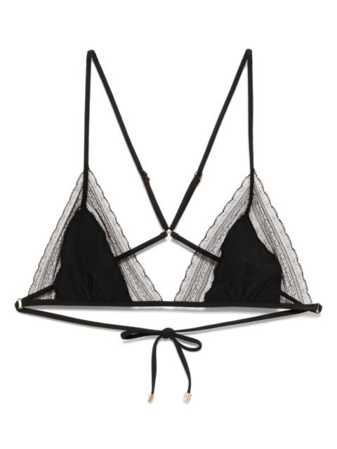 lace inset string bikini top