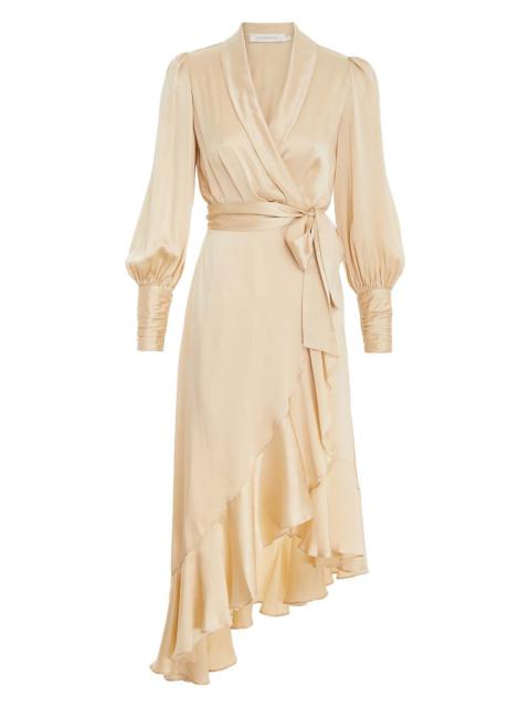 SILK WRAP MIDI DRESS