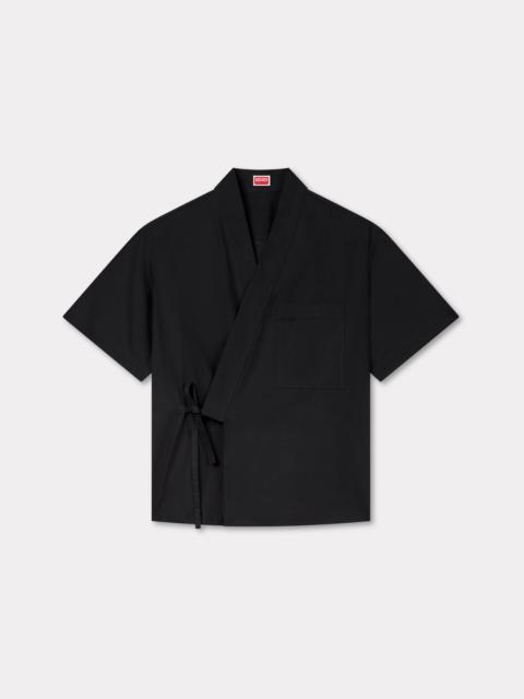 Kimono short sleeve shirt in cotton poplin