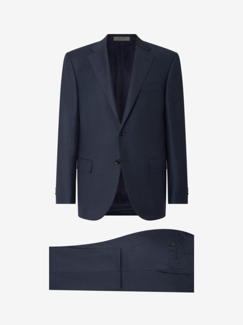 Blue micropatterned super 160's wool suit