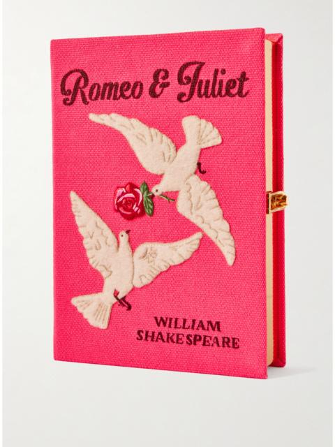 Romeo & Juliet Embroidered Appliquéd Canvas Clutch