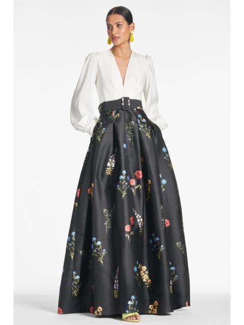 Zoe Gown - Off White/Noir Bouquet