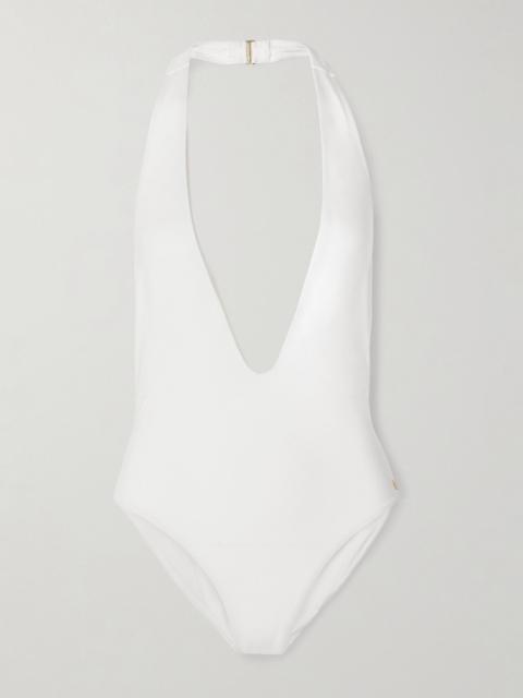 Echauffe halterneck swimsuit White