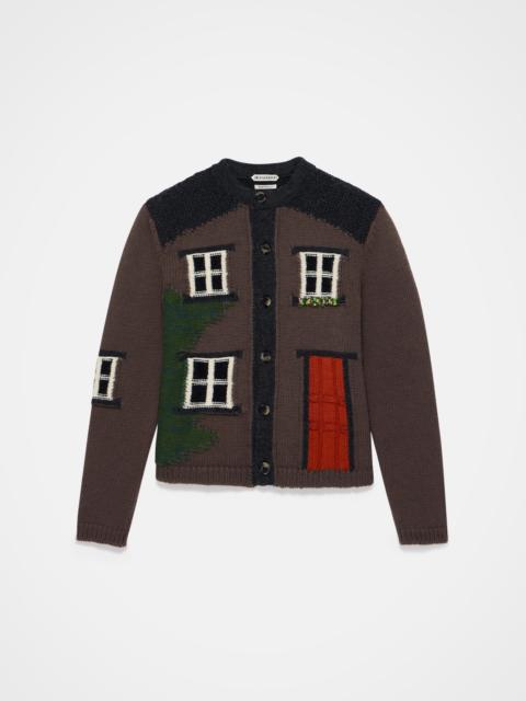 HOUSE POLO CARDIGAN IN CHESTNUT BROWN
