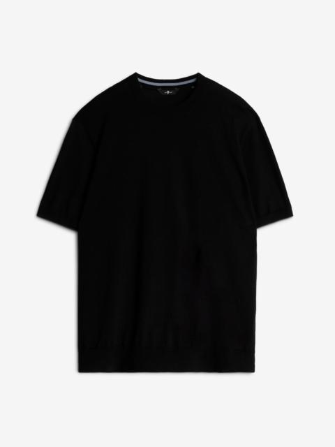 Classic Cotton Short Sleeve Sweater in Black