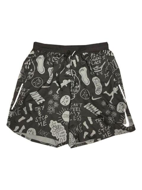 Nike Full Print Pattern Casual Sports Straight Running Shorts Men's Black AT7808-010