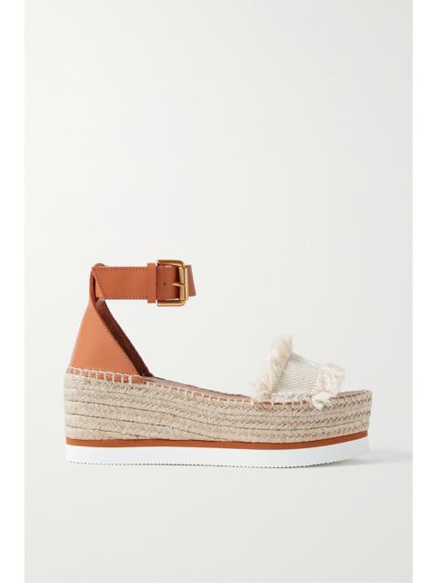 Glyn Fringed Canvas And Leather Espadrille Platform Sandals