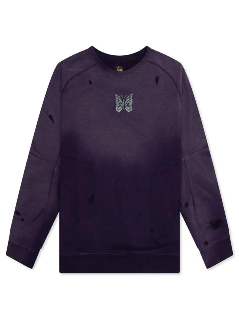 COTTON FRENCH TERRY DECONSTRUCTED SWEATSHIRT - PURPLE