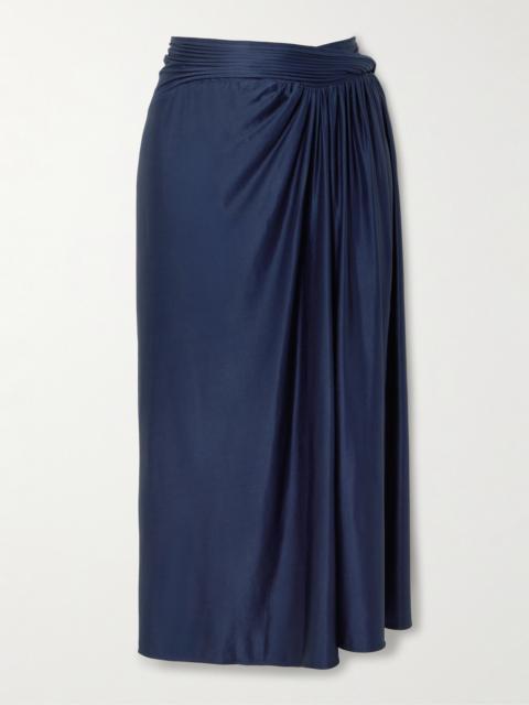 Draped Satin-jersey Midi Skirt