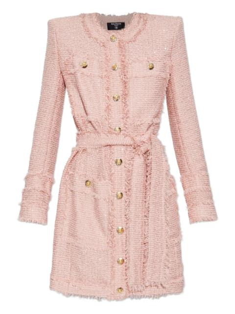 sequin-embellished tweed mini dress