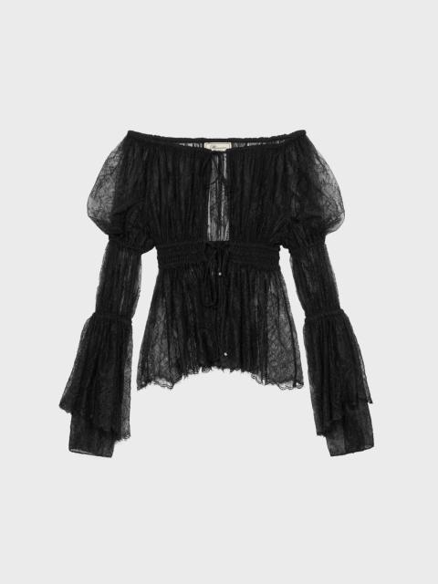 CHANTILLY LACE SHIRT WITH GATHERING
