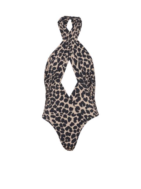 One-piece leopard pattern swimsuit