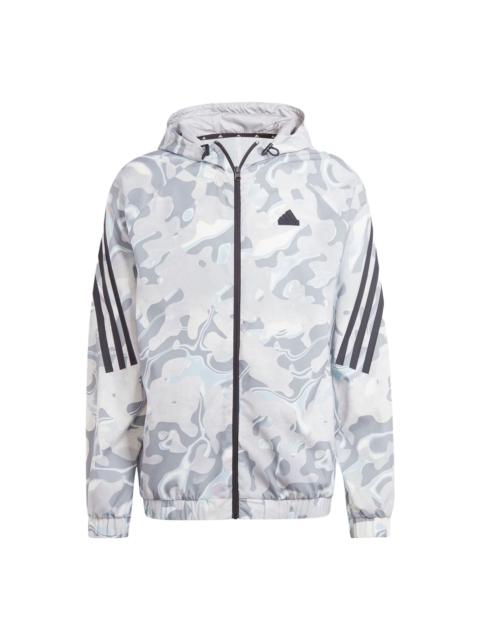 adidas Future Icons Allover Print Full-Zip Hoodie Jackets 'White' IB6124