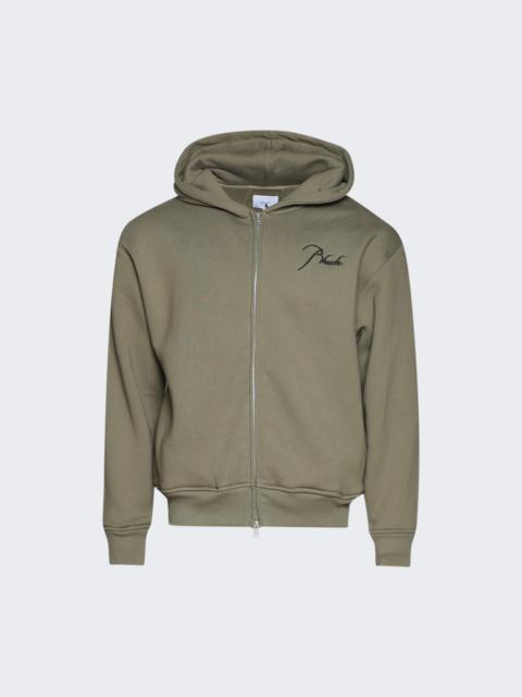 Classique Zip Up Hoodie Moss Green And Black