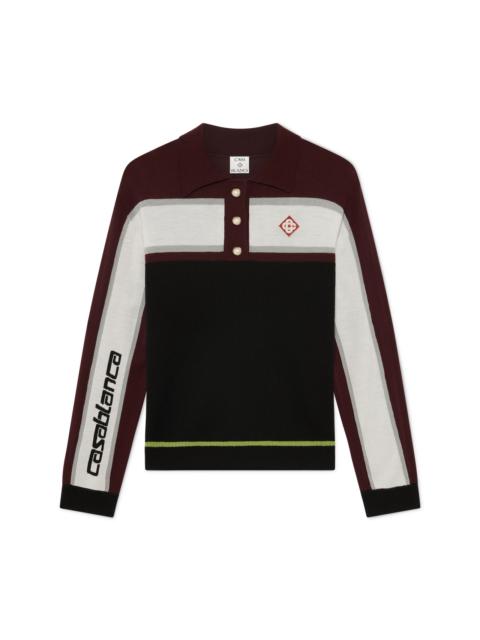 Striped Oversized Long Sleeve Polo Shirt