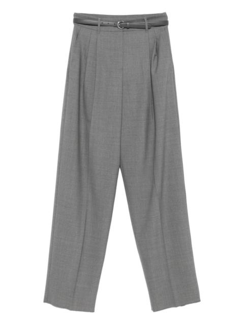 pleated-front belted trousers