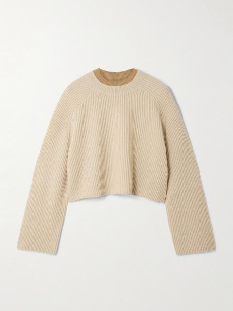 Funale Cropped Ribbed Wool And Cashmere-blend Sweater