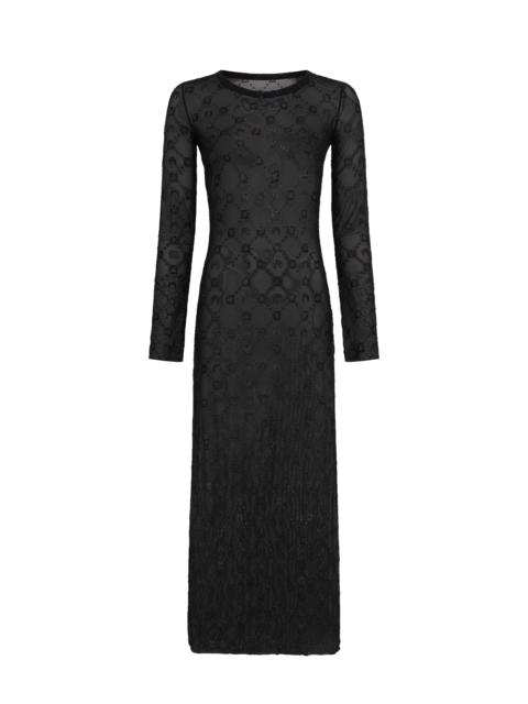 Moonogram Mesh Flock Glitter Tube Dress