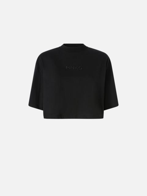 T-SHIRT CROPPED CON LOGO RICAMATO