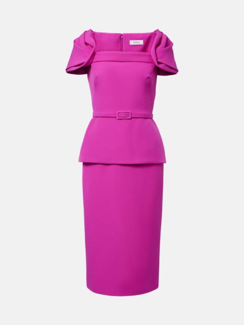 Belted peplum midi dress