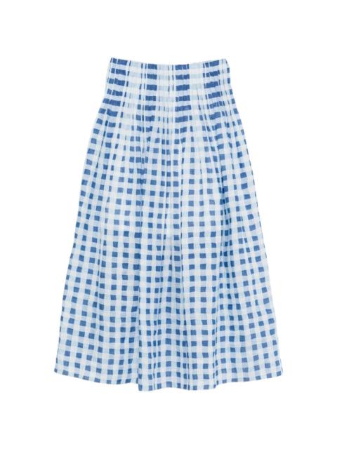 check-pattern A-line midi skirt