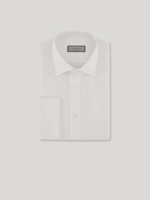 REGULAR FIT SHIRT WITH DOUBLE-CUFF IN WHITE COTTON