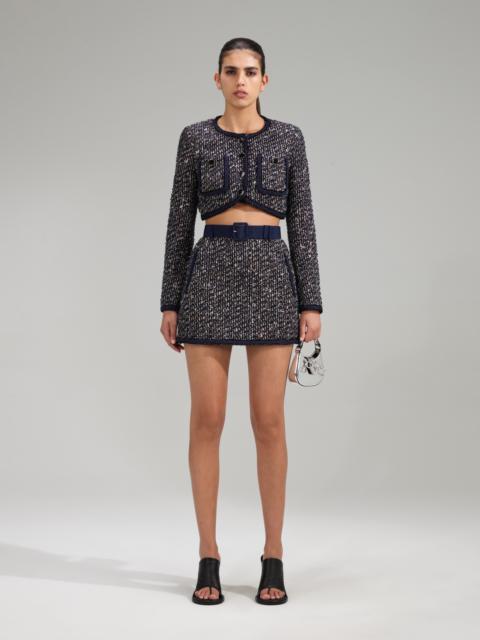 Self-Portrait Bicolor Viscose Mini Skirt