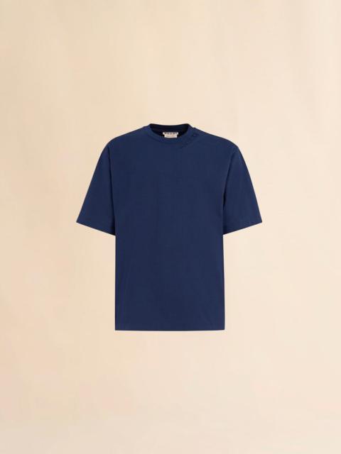BLUE BIO COTTON OVERSIZED T-SHIRT WITH MARNI PATCHES