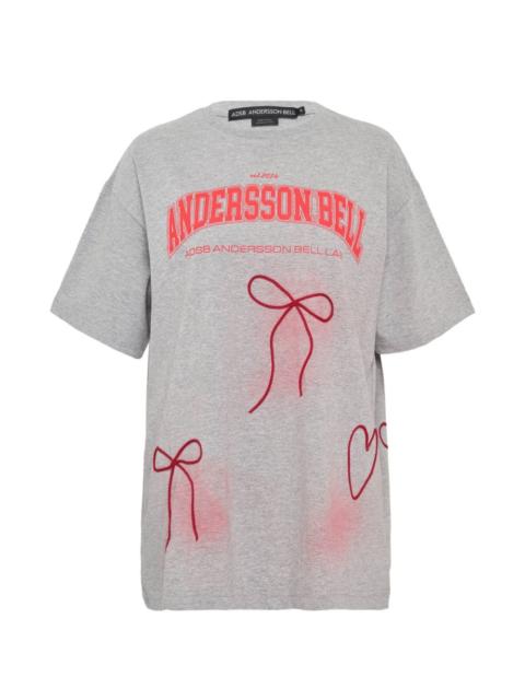 ribbon-embroidery spray T-shirt