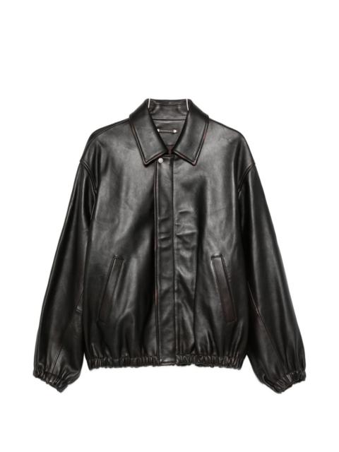 collared leather jacket