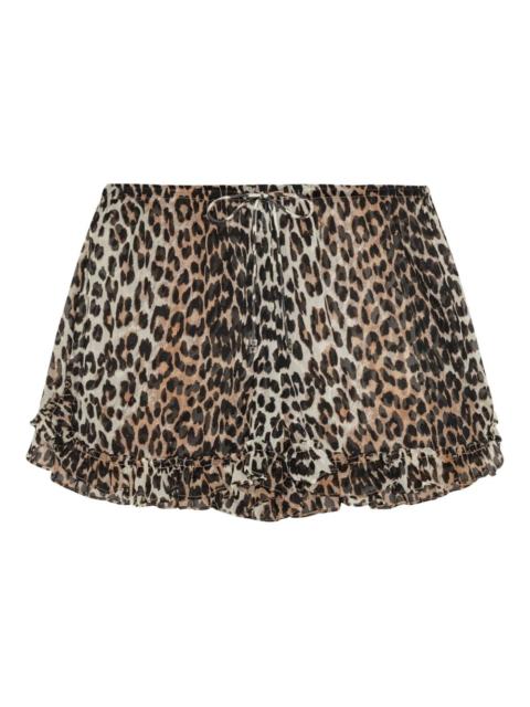 leopard-print ruffled shorts