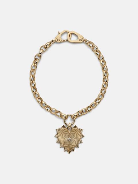 Radiating Heart Medium 18kt gold chain bracelet with diamond