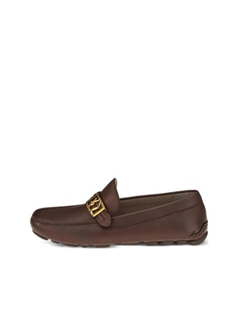 Gancini-buckle leather loafers