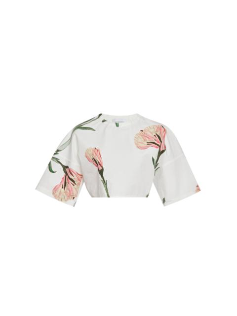 Printed Cotton Poplin Top ivory