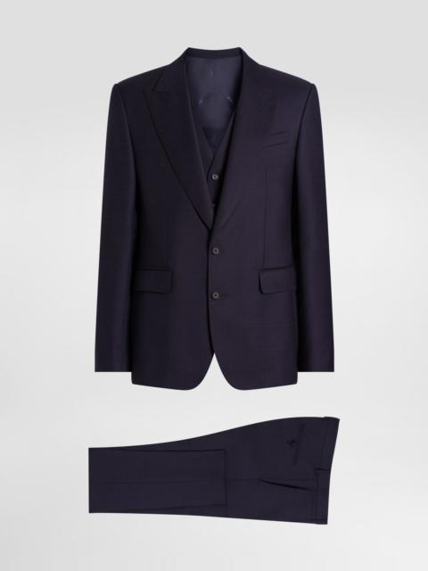 Single-breasted micro-patterned wool suit