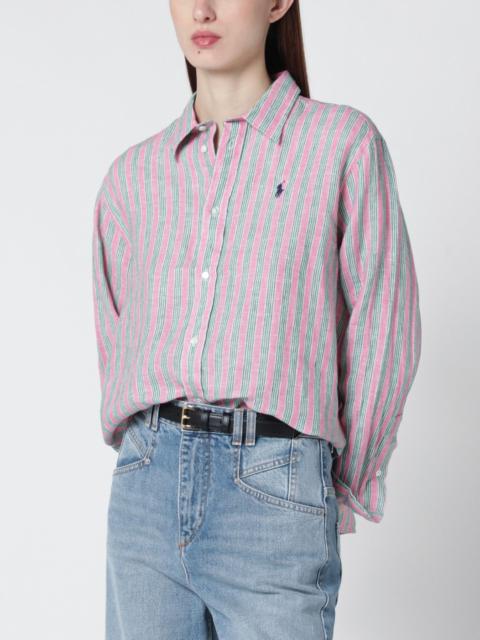 Striped Crop Boxy Fit linen shirt